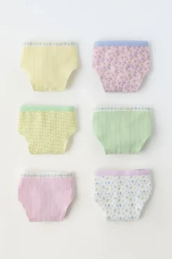 Niños ZARA 6 - 14 Años·Ropa Interior / Calcetines<6-14 AÑOS/ PACK SEIS BRAGUITAS ESTRUCTURA FLORES