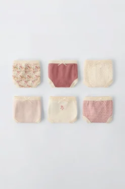 Niños ZARA 6 - 14 Años·Ropa Interior / Calcetines<6-14 AÑOS/ PACK SEIS BRAGUITAS FLORECITAS