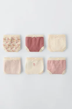Niños ZARA 1½ - 6 Años·Ropa Interior / Calcetines<2-6 AÑOS/ PACK SEIS BRAGUITAS FLORECITAS