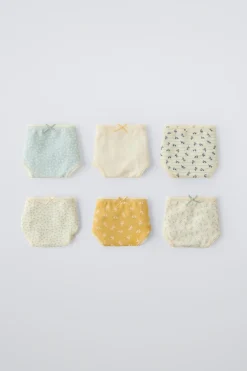 Niños ZARA 1½ - 6 Años·Ropa Interior / Calcetines<2-6 AÑOS/ PACK SEIS BRAGUITAS FLORES