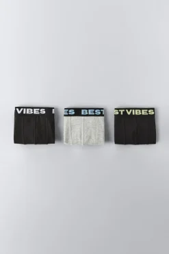 Niños ZARA 6 - 14 Años·Ropa Interior / Calcetines<8-14 AÑOS/ PACK TRES BÓXER TEXTO