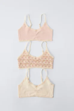 Niños ZARA 6 - 14 Años·Ropa Interior / Calcetines<9-14 AÑOS/ PACK TRES TOPS ESTAMPADO FLORECITAS