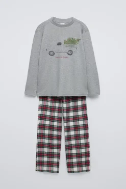 Niños ZARA 6 - 14 Años·Pijamas|6 - 14 Años·Pijamas<6-14 AÑOS/ PIJAMA CUADROS ÁRBOL