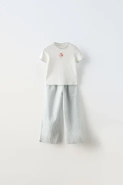 Niños ZARA 6 - 14 Años·Pijamas<6-14 AÑOS/ PIJAMA RAYAS FLORES