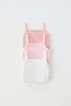 Niños ZARA 1½ - 6 Años·Ropa Interior / Calcetines|0 - 6 Meses·Bodies / Camisas<1 MESES - 3 AÑOS/ PACK TRES BODIES TIRANTES CALADOS
