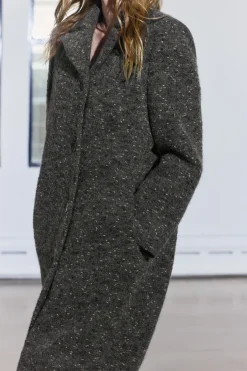 Best ABRIGO BOUCLÉ CON LANA MANTECO ZW COLLECTION Mujer Abrigos / Anoraks