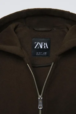 Niños ZARA 6 - 14 Años·Abrigos<ABRIGO CORTO CAPUCHA CON LANA
