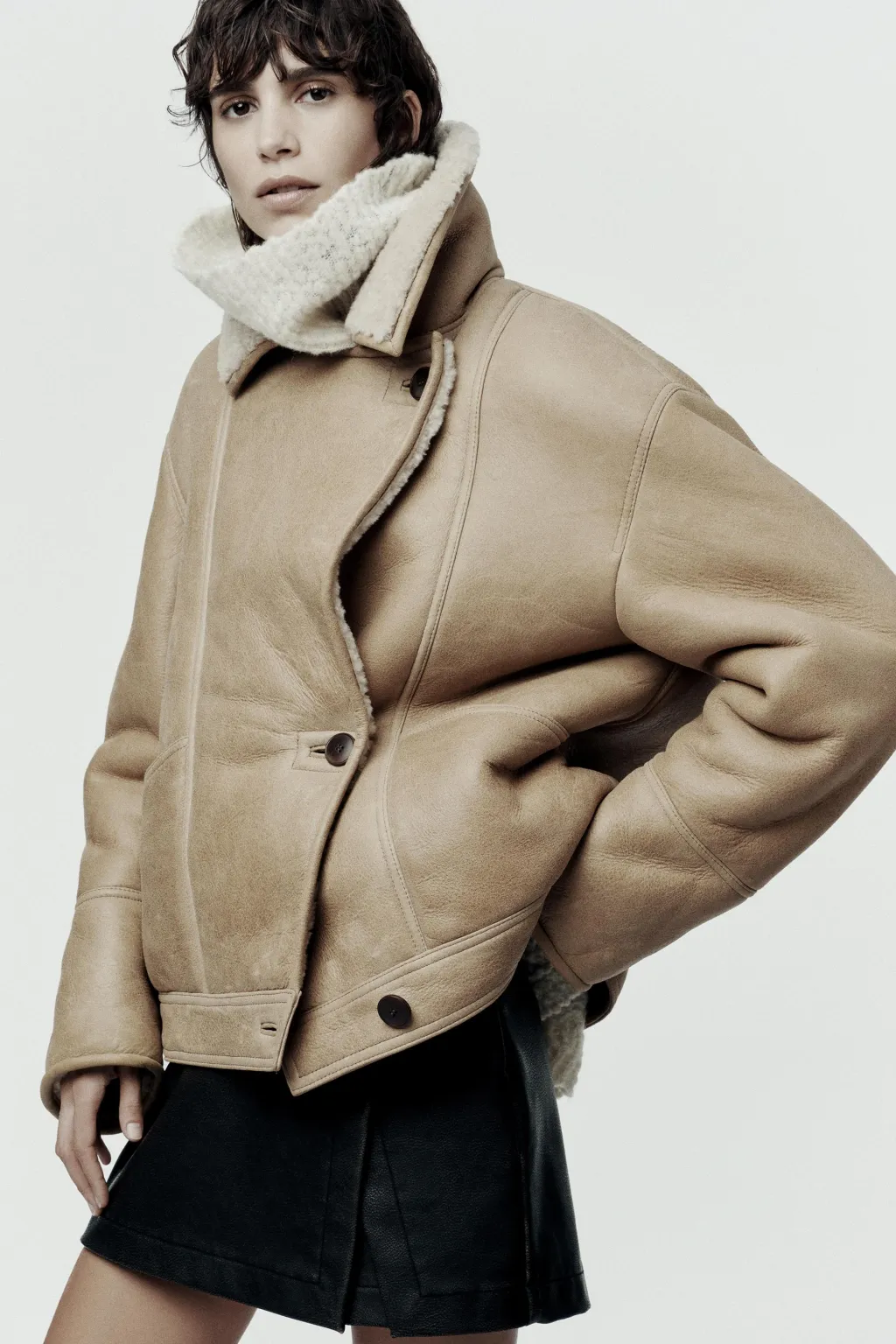 Hot ABRIGO CORTO DOBLE FAZ 100% PIEL Mujer Abrigos / Anoraks