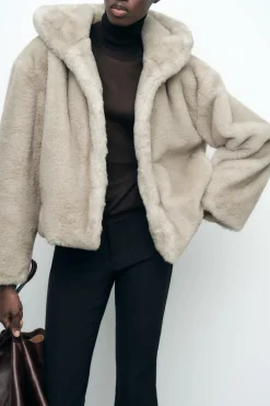 Discount ABRIGO CORTO EFECTO PELO Mujer Abrigos / Anoraks