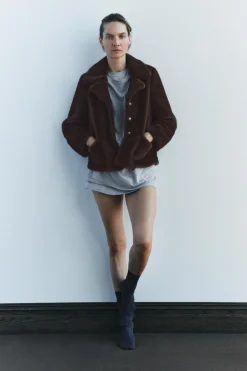 Clearance ABRIGO CORTO EFECTO PELO Mujer Abrigos / Anoraks|Cárdigan / Jerséis