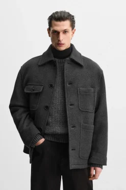 Sale ABRIGO CORTO MEZCLA LANA Hombre Cazadoras|Abrigos / Gabardinas