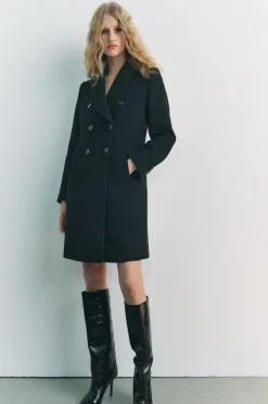 Sale ABRIGO CRUZADO CON LANA Mujer Abrigos / Anoraks