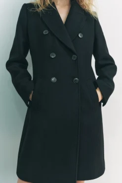 Sale ABRIGO CRUZADO CON LANA Mujer Abrigos / Anoraks