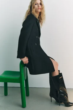 Sale ABRIGO CRUZADO CON LANA Mujer Abrigos / Anoraks