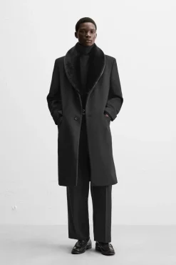 Discount ABRIGO CUELLO COMBINADO Hombre Cazadoras|Abrigos / Gabardinas