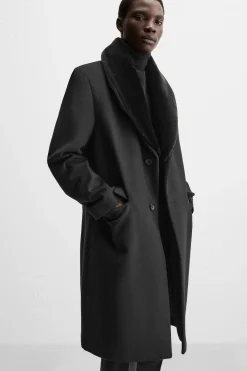 Discount ABRIGO CUELLO COMBINADO Hombre Cazadoras|Abrigos / Gabardinas