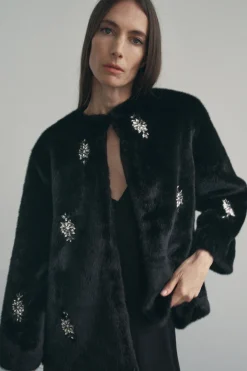 Discount ABRIGO EFECTO PELO ABALORIOS JOYA Mujer Abrigos / Anoraks|Cárdigan / Jerséis