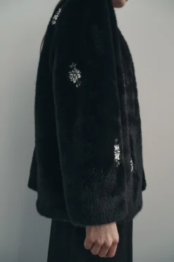 Discount ABRIGO EFECTO PELO ABALORIOS JOYA Mujer Abrigos / Anoraks|Cárdigan / Jerséis