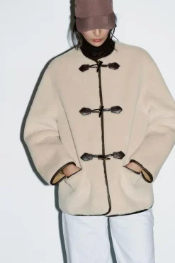 Discount ABRIGO EFECTO PELO ALAMARES Mujer Abrigos / Anoraks