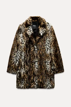 Discount ABRIGO EFECTO PELO ESTAMPADO ANIMAL ZW COLLECTION Mujer Abrigos / Anoraks