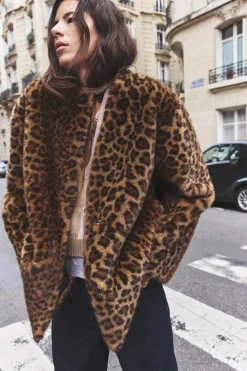 Sale ABRIGO EFECTO PELO ESTAMPADO ANIMAL Mujer Abrigos / Anoraks