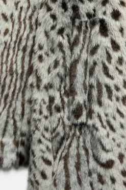 Hot ABRIGO EFECTO PELO ESTAMPADO ANIMAL Mujer Abrigos / Anoraks