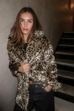 Best ABRIGO EFECTO PELO ESTAMPADO ANIMAL Mujer Abrigos / Anoraks