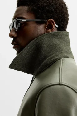 Online ABRIGO EFECTO PIEL COMBINADO Hombre Cazadoras|Abrigos / Gabardinas