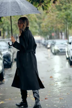 Best ABRIGO LARGO CINTURÓN CON LANA Mujer Abrigos / Anoraks