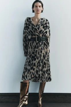 New ABRIGO LARGO PUNTO JACQUARD ANIMAL Mujer Abrigos / Anoraks|Cárdigan / Jerséis