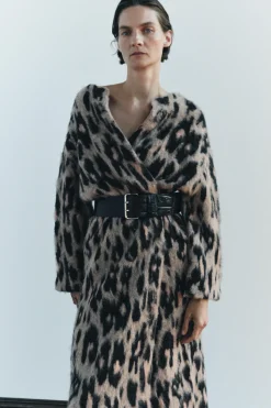 New ABRIGO LARGO PUNTO JACQUARD ANIMAL Mujer Abrigos / Anoraks|Cárdigan / Jerséis