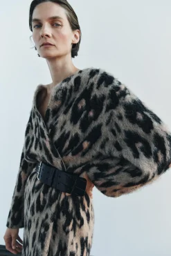 New ABRIGO LARGO PUNTO JACQUARD ANIMAL Mujer Abrigos / Anoraks|Cárdigan / Jerséis