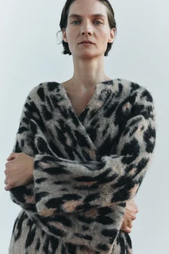 New ABRIGO LARGO PUNTO JACQUARD ANIMAL Mujer Abrigos / Anoraks|Cárdigan / Jerséis