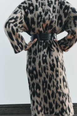 New ABRIGO LARGO PUNTO JACQUARD ANIMAL Mujer Abrigos / Anoraks|Cárdigan / Jerséis