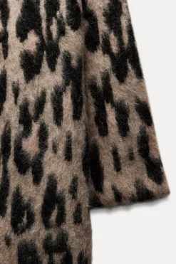 New ABRIGO LARGO PUNTO JACQUARD ANIMAL Mujer Abrigos / Anoraks|Cárdigan / Jerséis