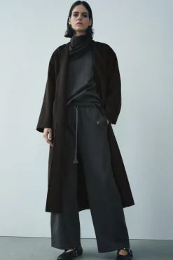 Online ABRIGO MEZCLA LANA CINTURÓN ZW COLLECTION Mujer Abrigos / Anoraks