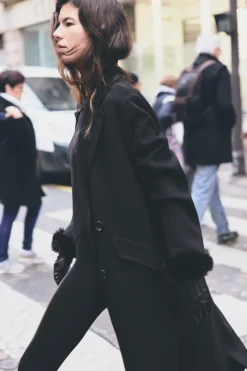 Online ABRIGO OVERSIZE CRUZADO CON LANA Mujer Abrigos / Anoraks