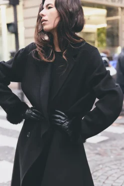 Online ABRIGO OVERSIZE CRUZADO CON LANA Mujer Abrigos / Anoraks