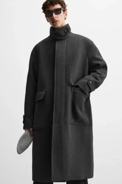 Clearance ABRIGO RELAXED FIT CON LANA Hombre Cazadoras|Abrigos / Gabardinas