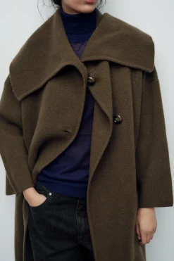 Discount ABRIGO SOLAPA ANCHA 100% LANA Mujer Abrigos / Anoraks|Cárdigan / Jerséis