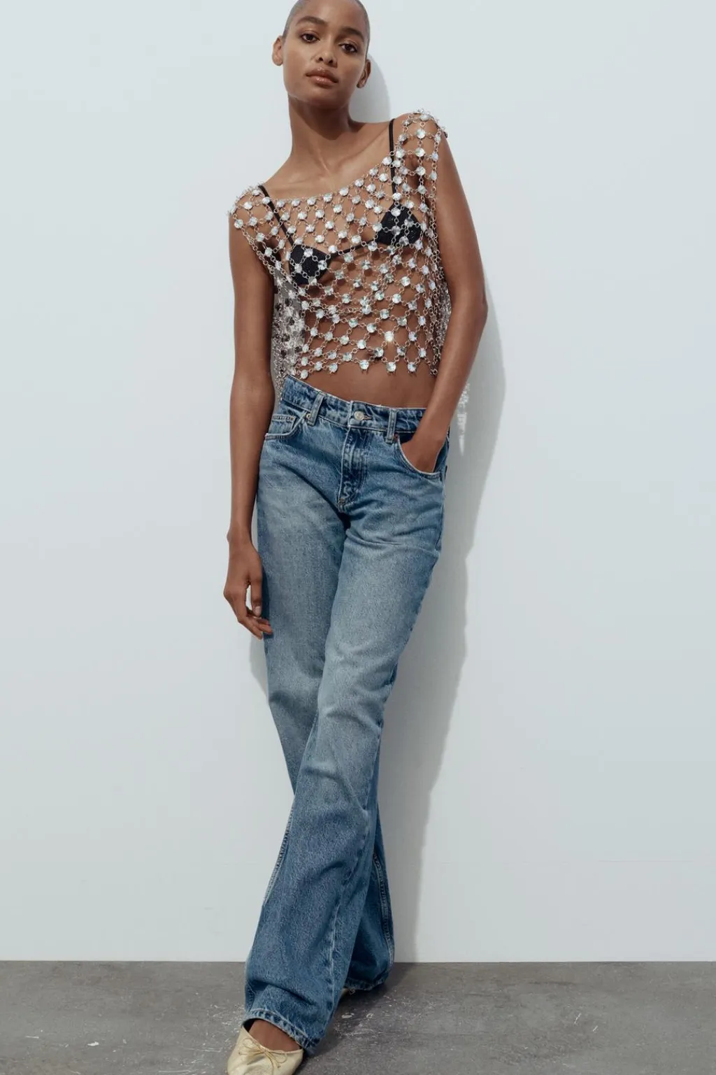 Discount BAILARINA DESTALONADA EFECTO METALIZADO Mujer Zapatos