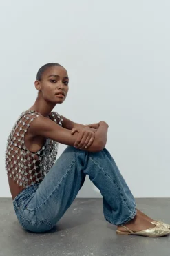 Discount BAILARINA DESTALONADA EFECTO METALIZADO Mujer Zapatos