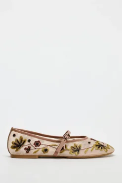 Sale BAILARINA MESH BORDADO FLORES Mujer Zapatos