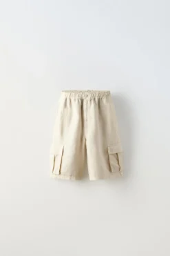 Niños ZARA 6 - 14 Años·Pantalones<BERMUDA CARGO LINO