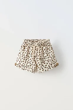 Niños ZARA 6 - 14 Años·Faldas / Bermudas<BERMUDA FELPA ANIMAL PRINT
