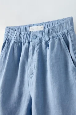 Niños ZARA 6 - 14 Años·Pantalones<BERMUDA LARGA LINO