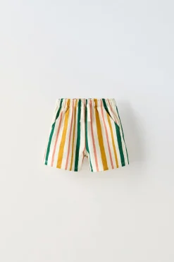 Niños ZARA 1½ - 6 Años·Faldas / Bermudas|1½ - 6 Años·Pantalones / Leggings<BERMUDA RAYAS MULTICOLOR