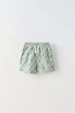 Niños ZARA 1½ - 6 Años·Pantalones / Leggings|6 - 18 Meses·Braguitas / Bermudas<BERMUDA ROMBOS CON LINO