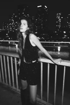 Fashion BERMUDA TIRO ALTO LENTEJUELAS Mujer Faldas / Shorts