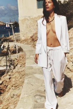 Fashion BLAZER ABIERTA CON LINO Mujer Blazers / Chalecos